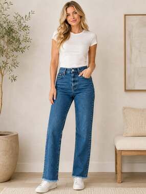 Levi’s Premium Wedgie Straight High Rise Raw Hem Jeans 24
